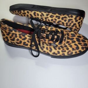 Vans Leopard Print Sneakers in Black and Tan